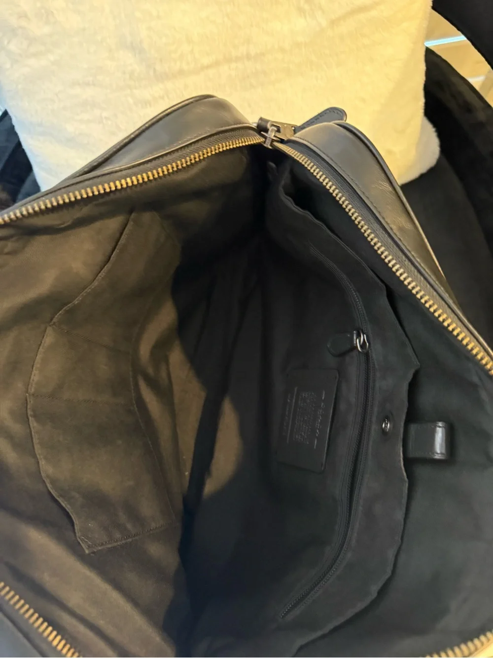 Coach Brown Signature Canvas Briefcase with Black Leather Trim